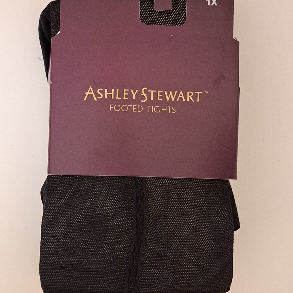 Ashley Stewart Footed Tights Black Mesh New in Package Size 1X